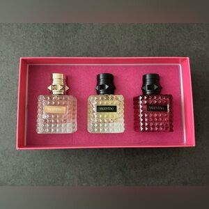 Valentino Trio Perfume Collection in Pink, Cream, and Red